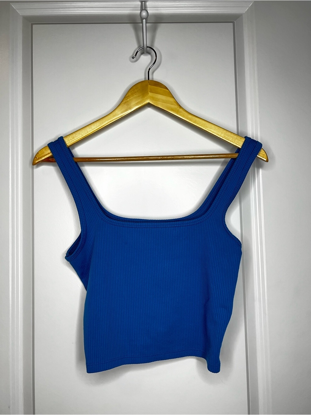 Hollister Royal Blue Ribbed Square-Neck Crop Tank